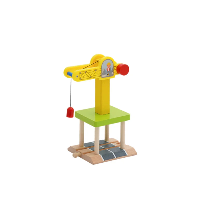 Wooden Train Track Accessories Tower Crane Compatible with Thomas Brio Track All Major Brand Railway Track