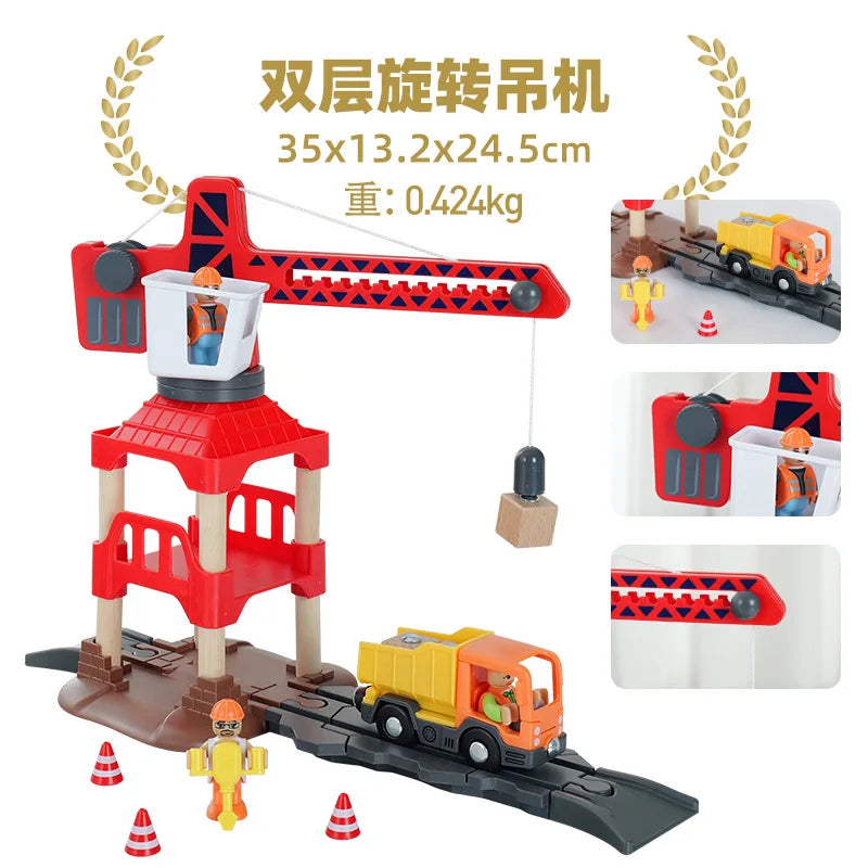 Wooden Track Accessories Rail Connectors set Wooden Train Toys Wood Railway Beech Turntable Bridge Tunnel Urban Rail set