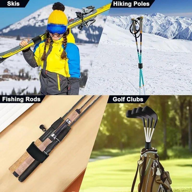 Adjustable Ski Wrap Straps Skis Band Storage Ski Fastener Tape Ski Storage Tie with Protective Pad Skis Accessories Winter Sport