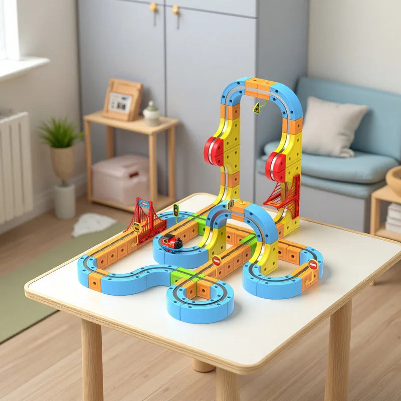 New Children'S Educational Electric Magnetic Levitation Train Track Cube 3d Boy Diy Magnetic Assembly Toys Train Car Xmas Gifts