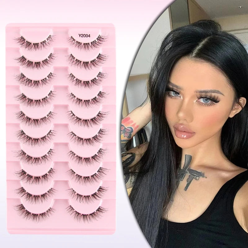 3/10Pairs Full False Eyelashes Natural Mink Lashes Dramatic Faux Cils Volume Eyelash Extension Fluffy Fake Eyelashes Makeup Tool