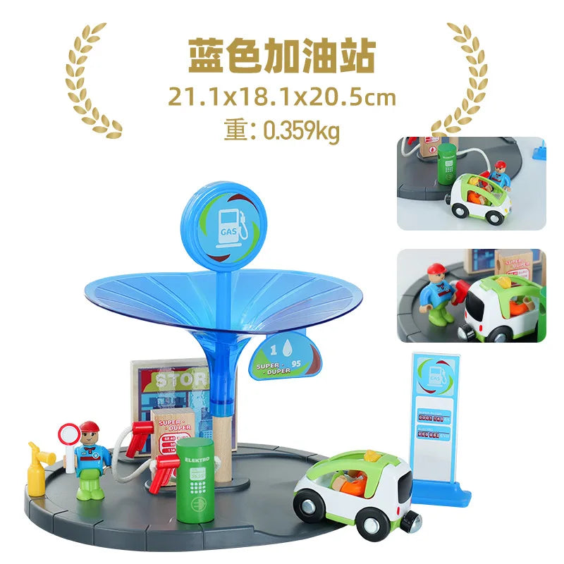Wooden Train Track Accessories Tower Crane Compatible with Thomas Brio Track All Major Brand Railway Track