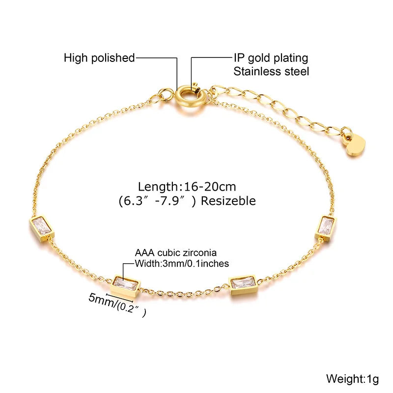 Crystal CZ Bracelet Waterproof, Tennis Hand Chain Bracelets For Women, Stainless Steel Wholesale Jewelry