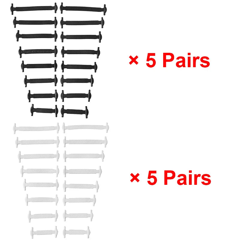 Premium Silicone No-Tie Shoelaces - 16-Piece Elastic Lazy Laces Set