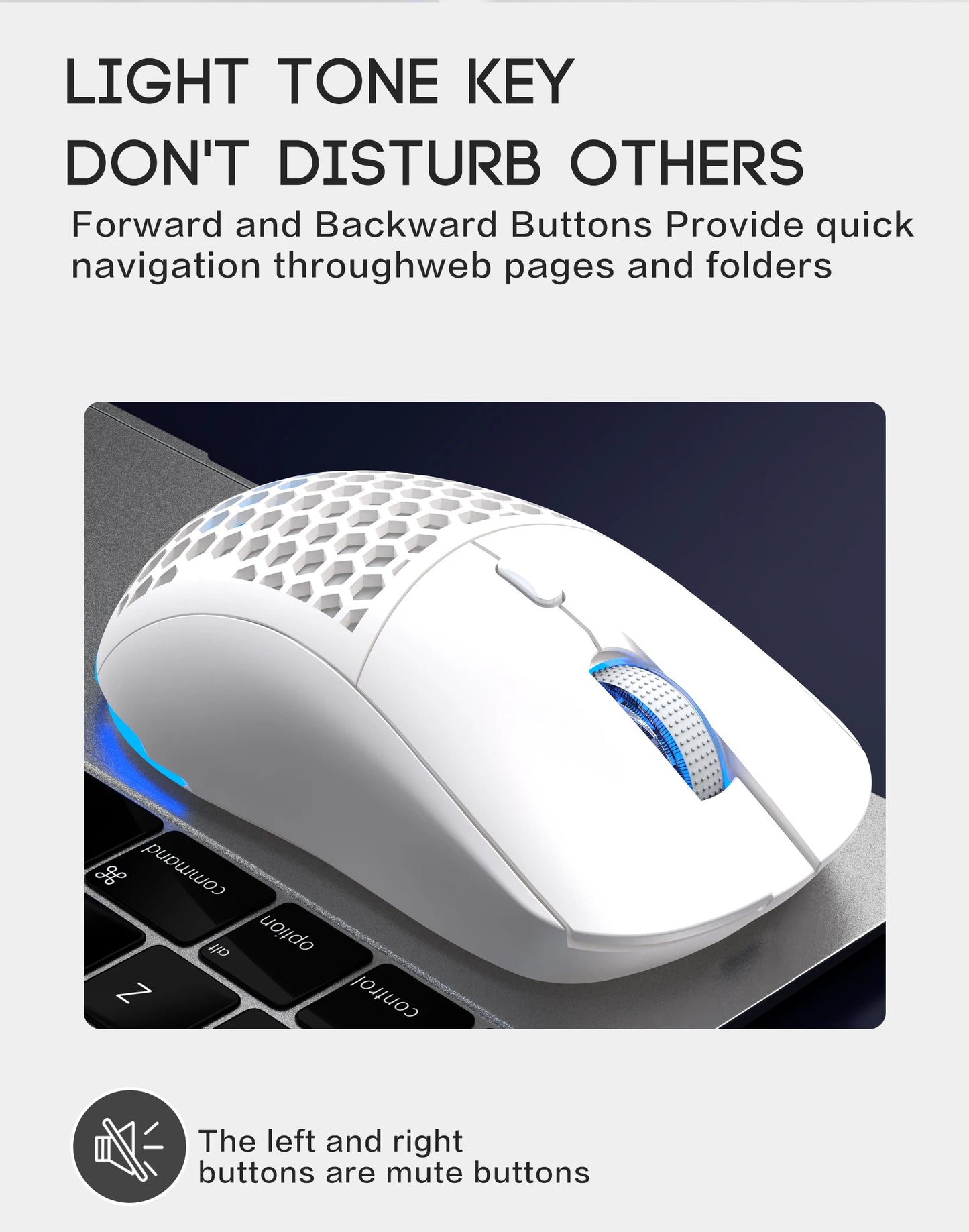Wireless RGB Adjustable Lighting USB Honeycomb Design Rechargeable Mouse for Home Gaming Office Use - Plug And Play