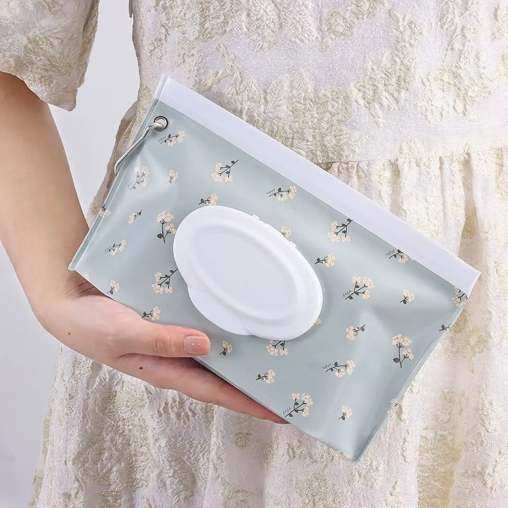 Hot Refillable EVA Wet Wipes Bag Cosmetic Pouch Tissue Box Wipes Holder Flip Cover Snap-Strap Carrying Case Stroller Accessories
