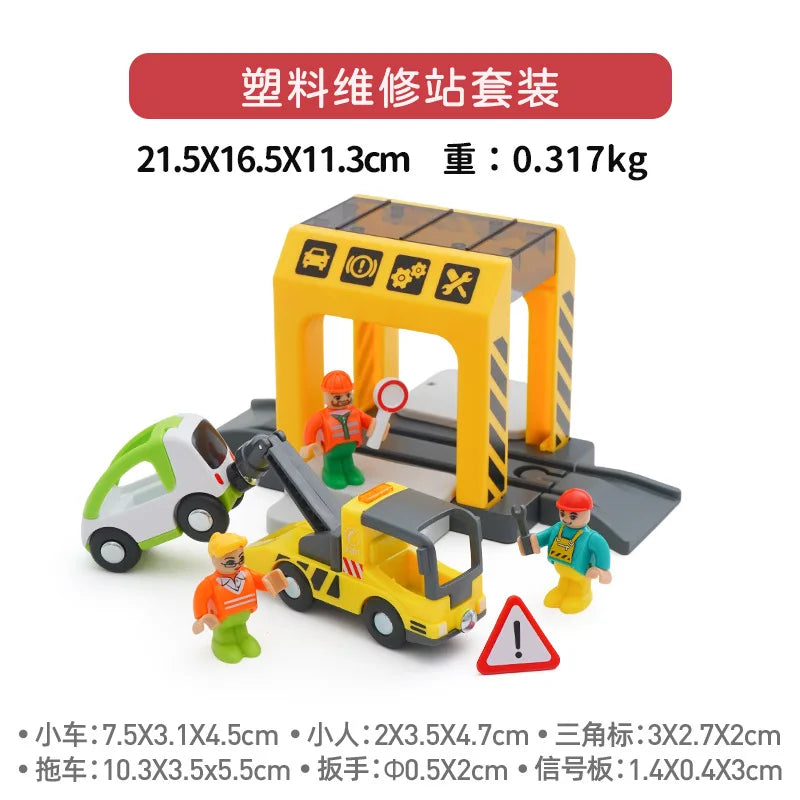 Wooden Track Railway Accessories Bridge Train Station Tunnel Wood Track Educational set Toys Wood Railway Train Track toys