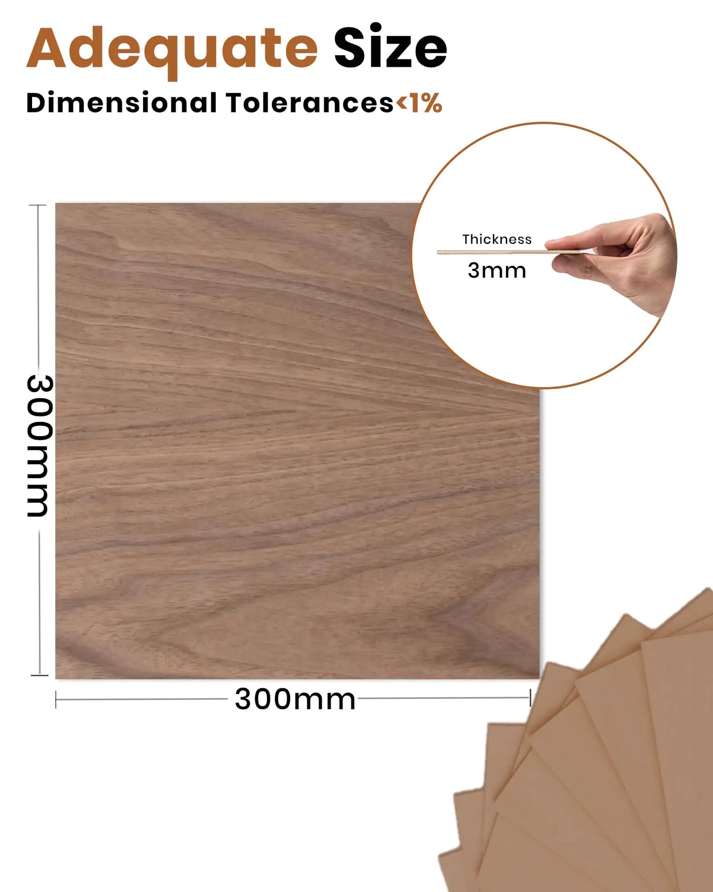 ROWOOD Walnut Plywood Sheets 16PCS 300x300x3mm Laser Engraving Materials Plywood Board for Model Making Laser Cutting