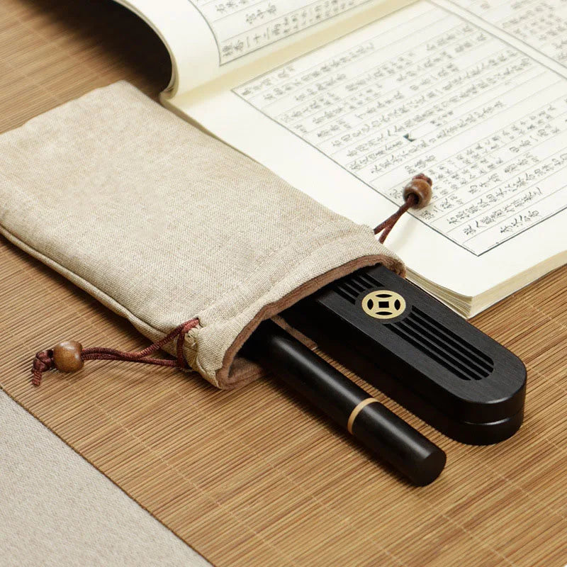 Classical Ebony Horizontal Incense Burner Portable Line Incense Box Indoor Line Incense Holder Home Ornaments Incense Base