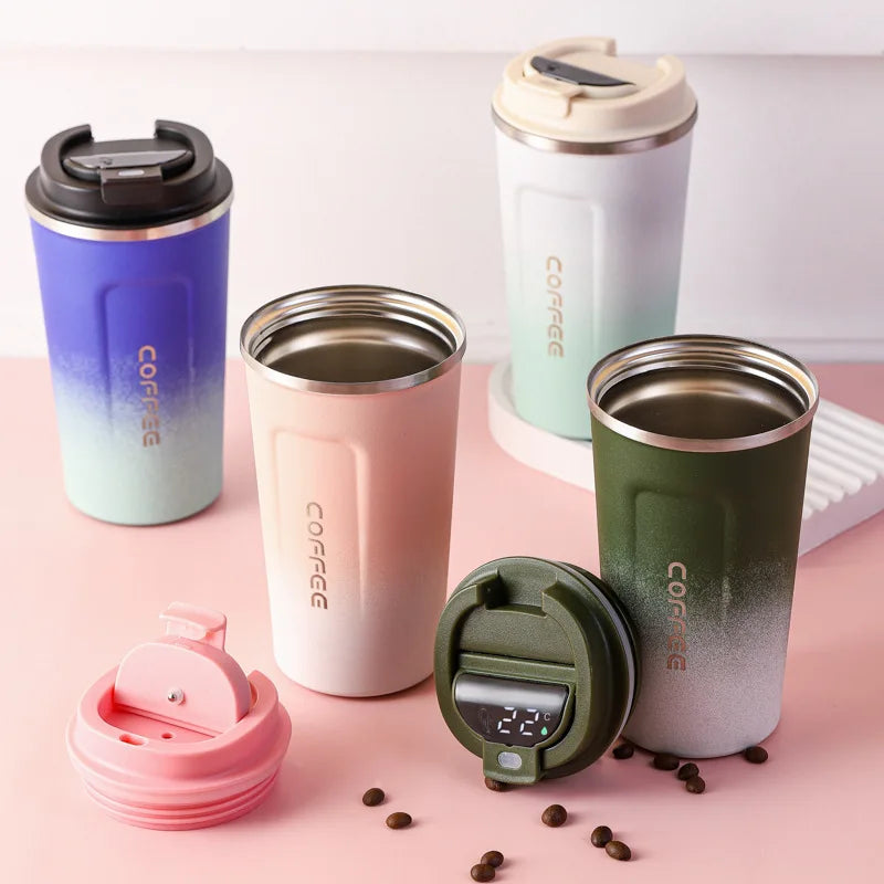 Smart Temperature Display Tumbler - 380ml Stainless Steel Insulated Travel Mug with LED Display