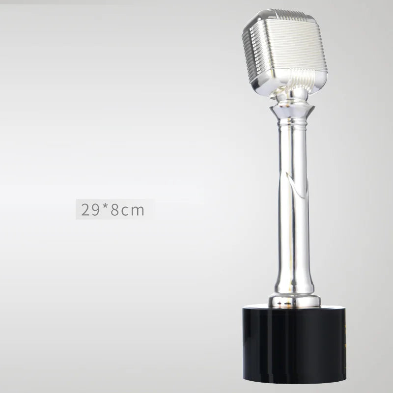 Creative Music and Singing Trophy, Metal Microphone Award, Excellent Employees Competition Souvenir, Custom Home Decoration, 1Pc