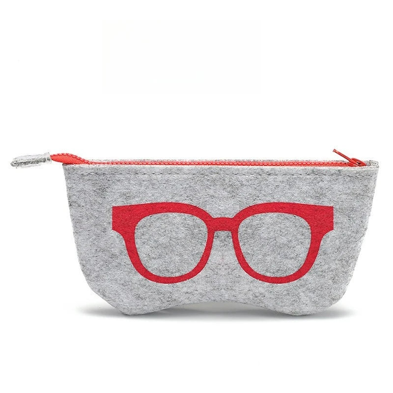 1pc Chic Soft Felt Glasses Pouch,Colorful Eye Design, Portable,Durable Fashion Glasses Case with Zipper Closure for Men & Women