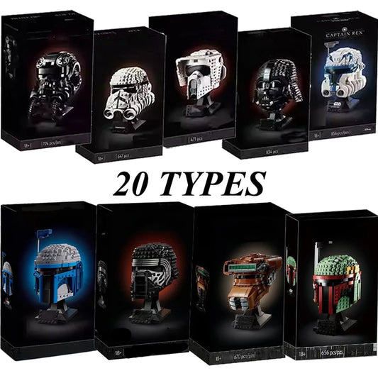 Space Wars Galaxy Warriors Helmet Building Blocks 75327 TIE Fighter Pilot Darth Vader The Mandalorian Luke Hat Bricks Toys Gifts