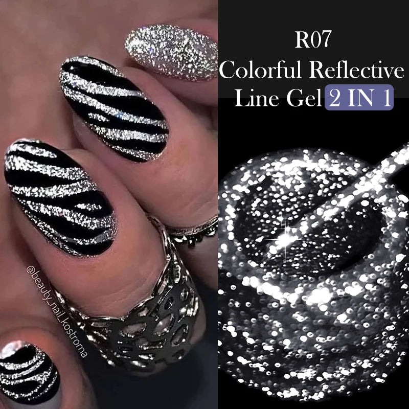 LILYCUTE Reflective Glitter Gel Nail Polish - 5ml Sparkling Liner