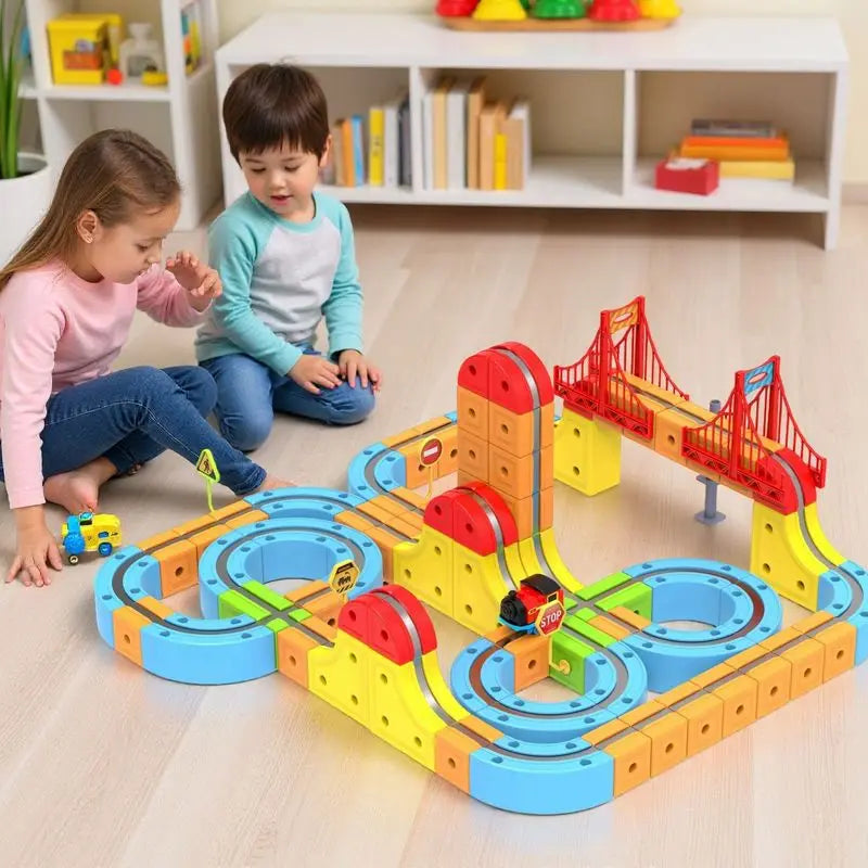 New Children'S Educational Electric Magnetic Levitation Train Track Cube 3d Boy Diy Magnetic Assembly Toys Train Car Xmas Gifts