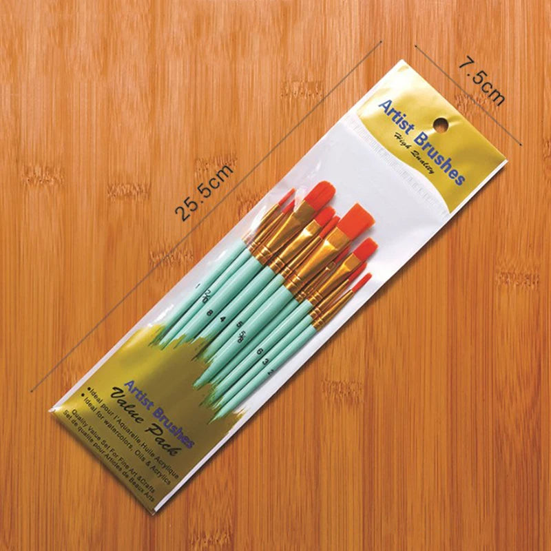 10pc Paint Brushe Set Nylon Painting Brush Short Rod Oil Acrylic Brush Watercolor Pen High Quality Professional Art Supplies