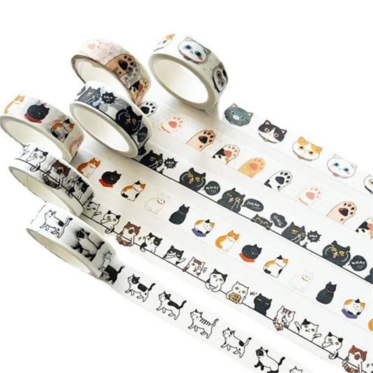 Premium Kawaii Cat Washi Tape - Cute Adhesive Masking Tape for DIY Crafts