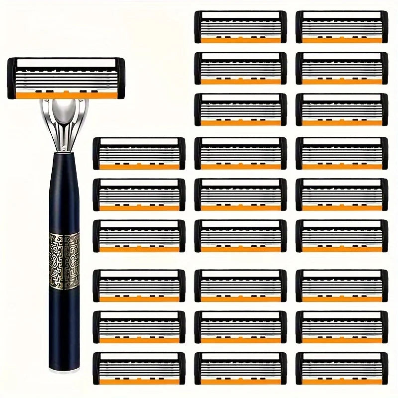 6-Layer Safety Razor Stainless Steel Progressive Blade Easy to Shave Men's Shaving and Women's Hair Removal Shaving Tools