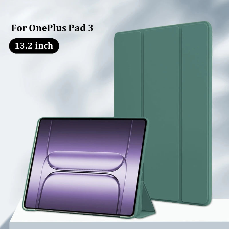 For OnePlus Pad 3 Case Trifold PU Leaher Soft TPU Back Stand Tablet Shell For Funda Oneplus Pad 3 One Plus Pad 3 Case 13.2 inch