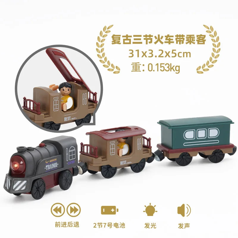 Electric Train Set Toys Model Train Electric Car Fit For Wooden Railway Wood Train Track Christmas Gift For Children