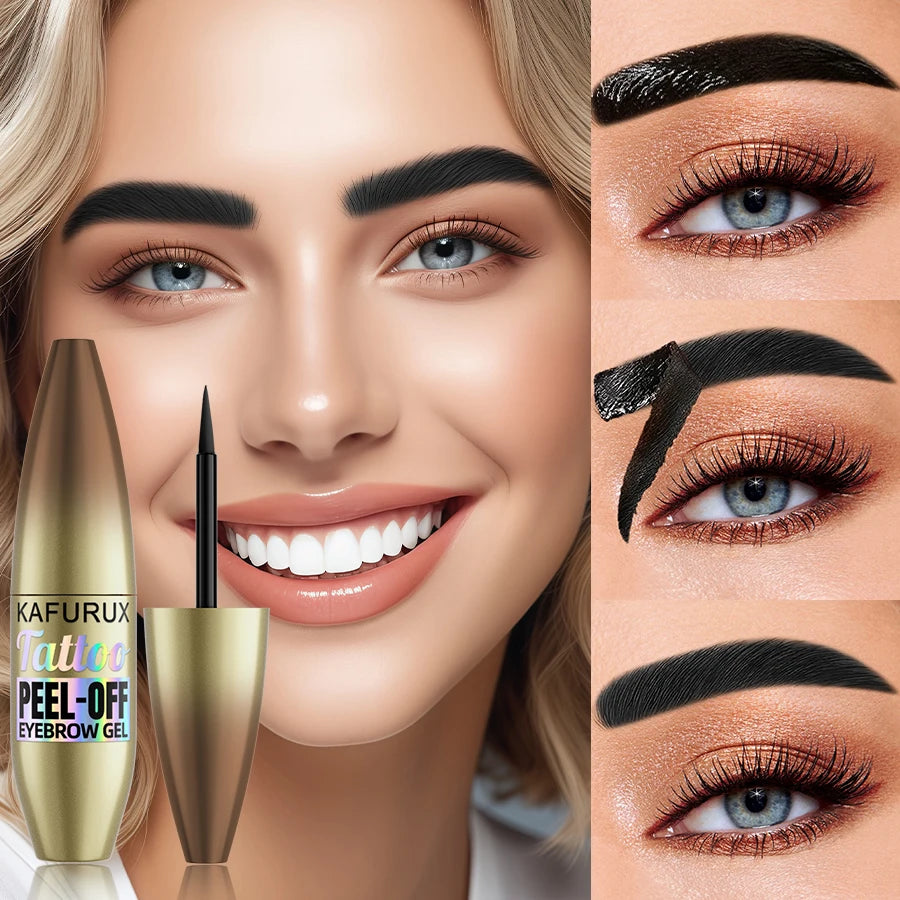 5 color waterproof tattoo eyebrow peel off tint with stencils-semi-permanent eyebrow tint easy to apply eye makeup long lasting