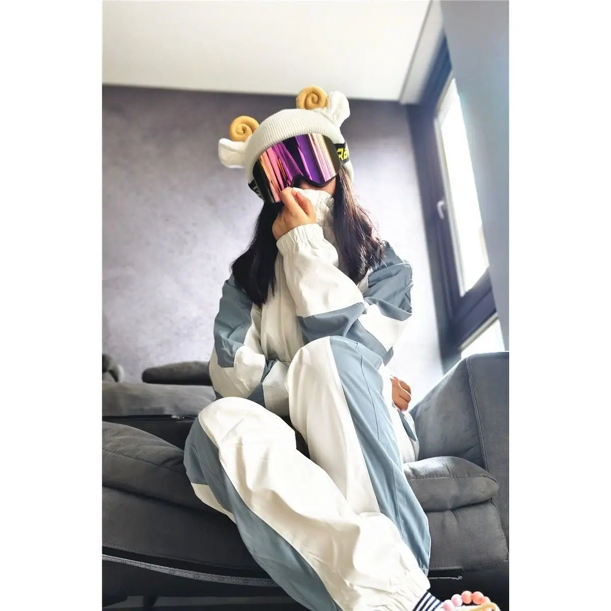 Ski Helmet Cover Cat Ears Rabbit Ears Funny Single and Double Board Warm Ski Helmet Cover for Men and Women