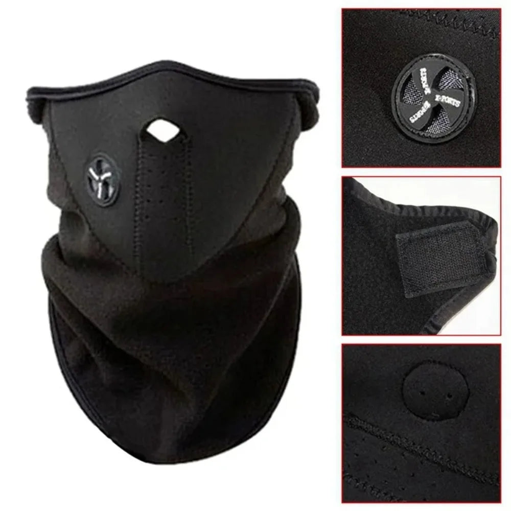 Winter Cycling Mask Warm Windproof Dustproof Motocycle Half Face Cover Breathable Mesh Polar Fleece Thermal Ski Face Mask