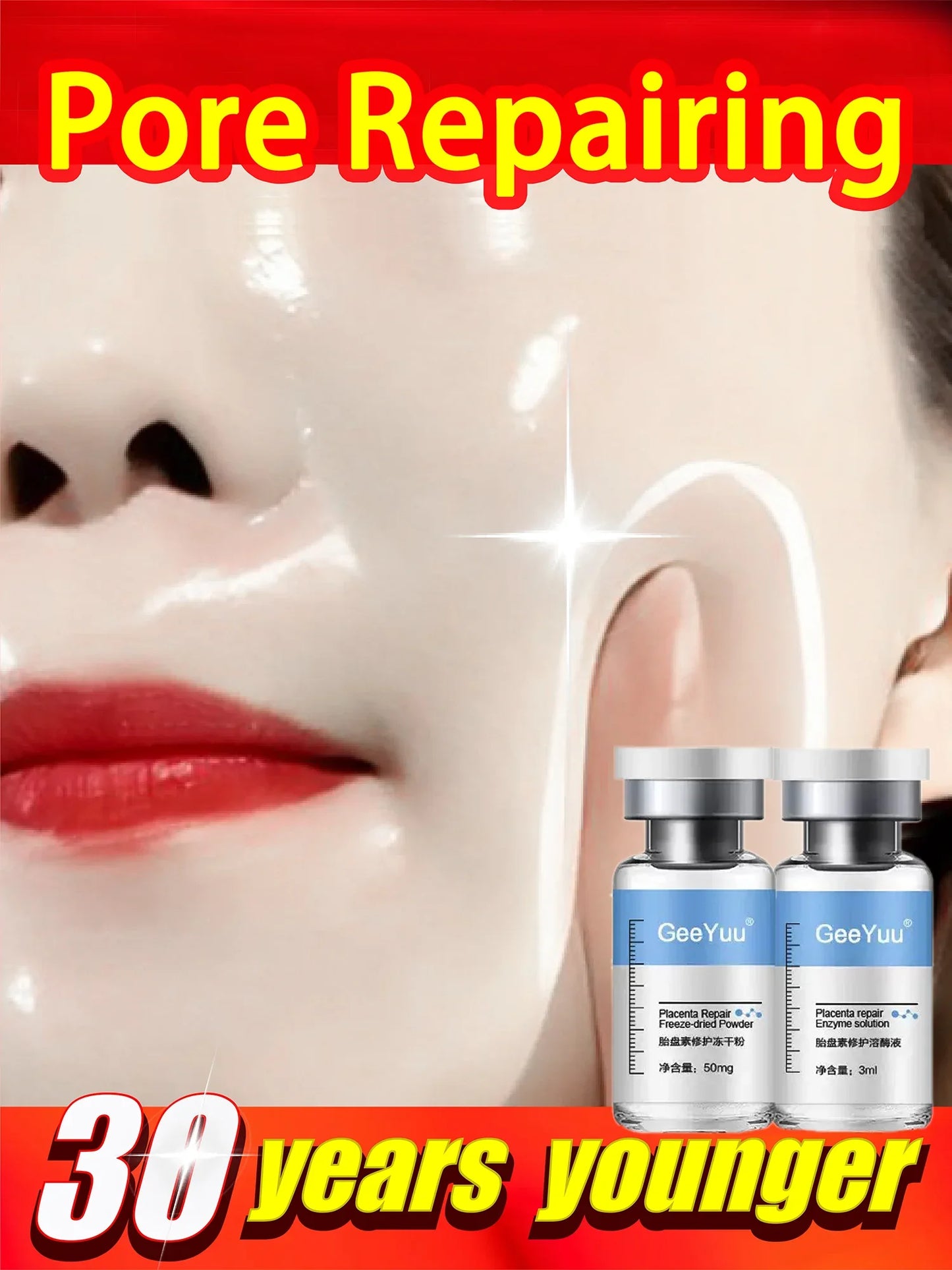 Polypeptide Placenta Freeze-dried Powder Essence Repair Facial Hydrating Nourishing Pore Shrinking Skin Rejuvenate Skin Care