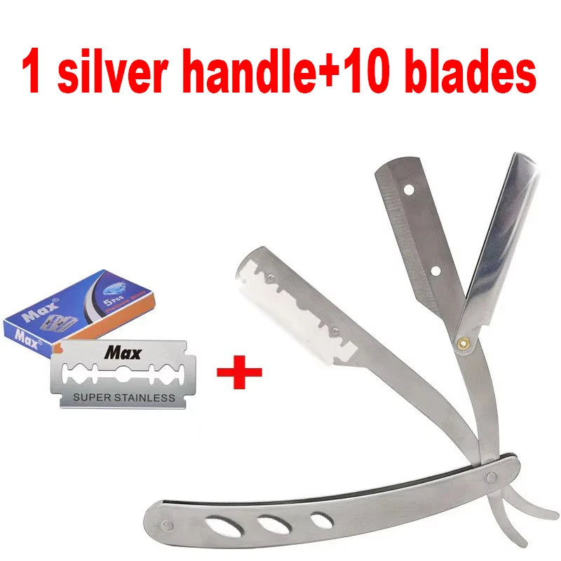 KVIFO NEW Manual Shaver for Men Barbershop Razor Stainless Steel Shank Is Easy To Use Safety Razor Shaving Razor with Blades