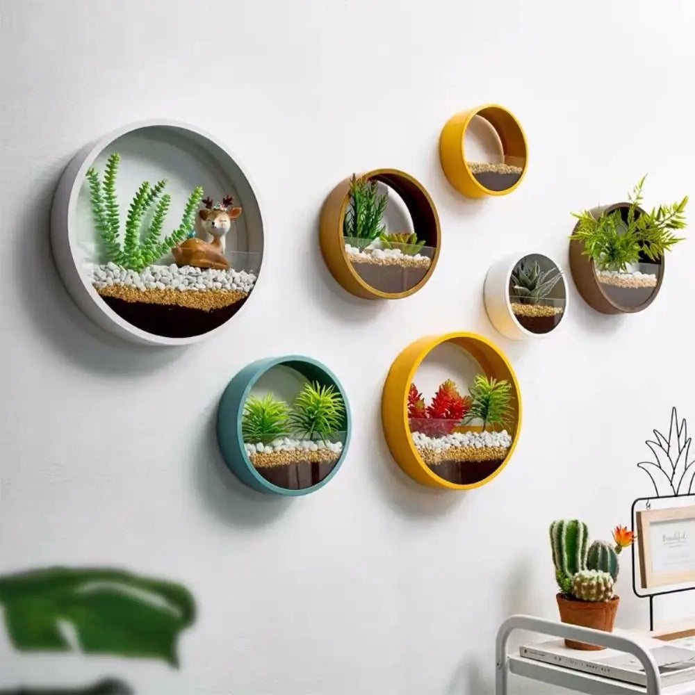 No Punching Indoor Green Dill Wall-mounted Flower Arrangement Flower Pot Ornaments Plant Container Hydroponic Vase Flowerpot