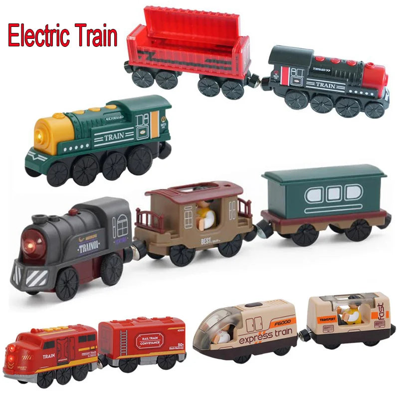 New Electric Wooden Train Set Toy Train for Boys Girls Compatible with Wooden Train Track Racing Track Toys Gift For Kids