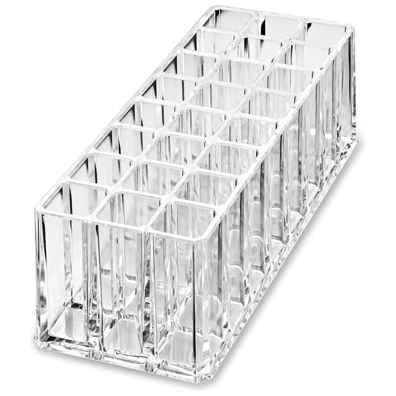 Premium 24-Slot Acrylic Makeup Brush Organizer & Lipstick Display
