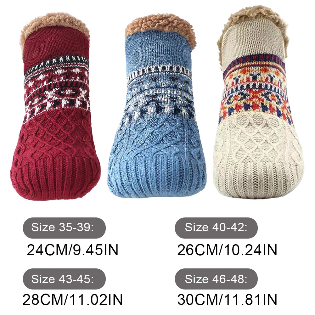 Men Women Winter Indoor Home Slippers Socks Non Slip Carpet Sock Warm Bedroom Sleeping Sock Soft for Christmas