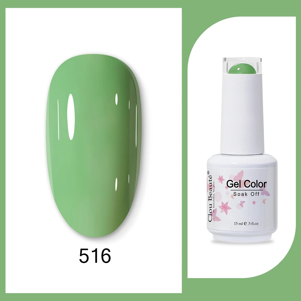 Clou Beaute 15ml HEMA TPO FREE Gel Nail Polish Bright Dark Army Green Gel Lacquer Semi Permanent Art Organic  Nail Gel Varnish