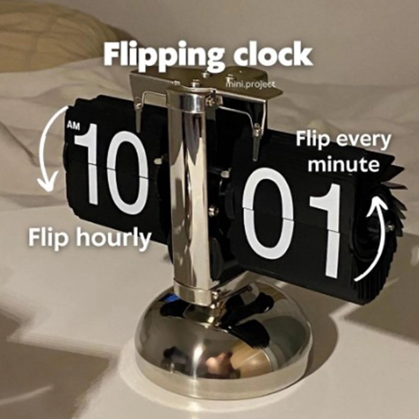 Flip Desk Clock Digital Flip Down Clock Retro Minimalist Single Foot Mechanical Auto Flip Clock Desk Clock for Home Livingroom