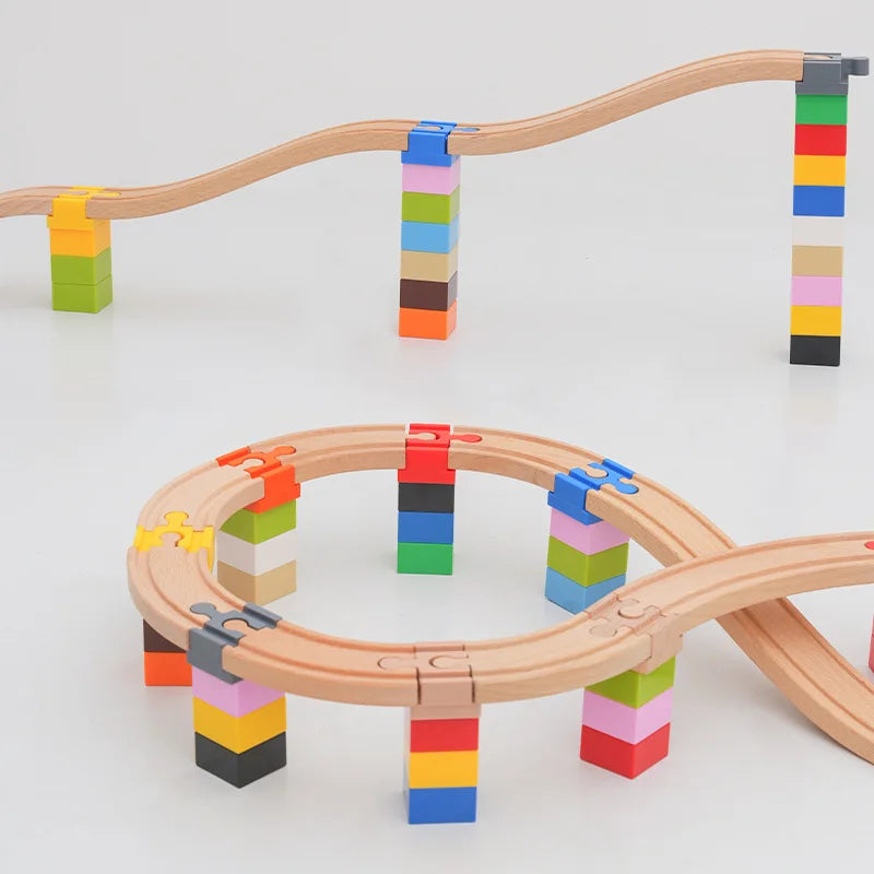 5-10PCS Wooden Train Track Accessories Plastic Building Blocks Adapters Wooden Track Connectors fit Wood Tracks Toys