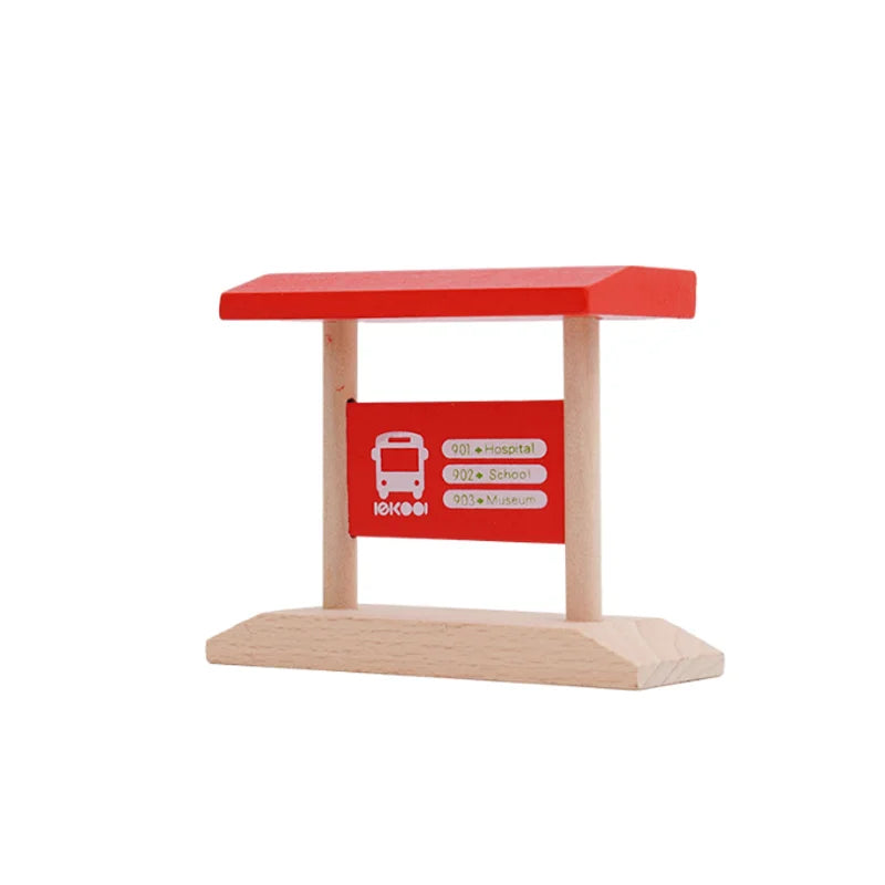 Wooden Train Track Accessories Roadblocks Station Scene Educational Toy For Kids Compatible with Thomas Wooden Railway System