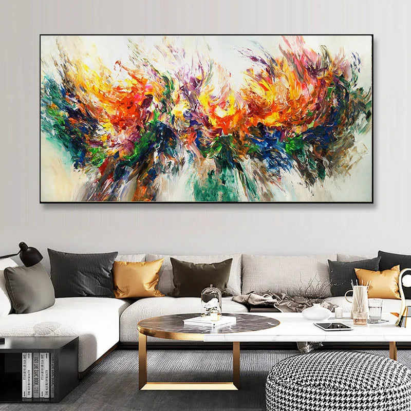 Abstract Colorful Canvas Painting Quadro Flower Posters and Prints Wall Art Pictures Cuadros Living Room Home Decor No Frame