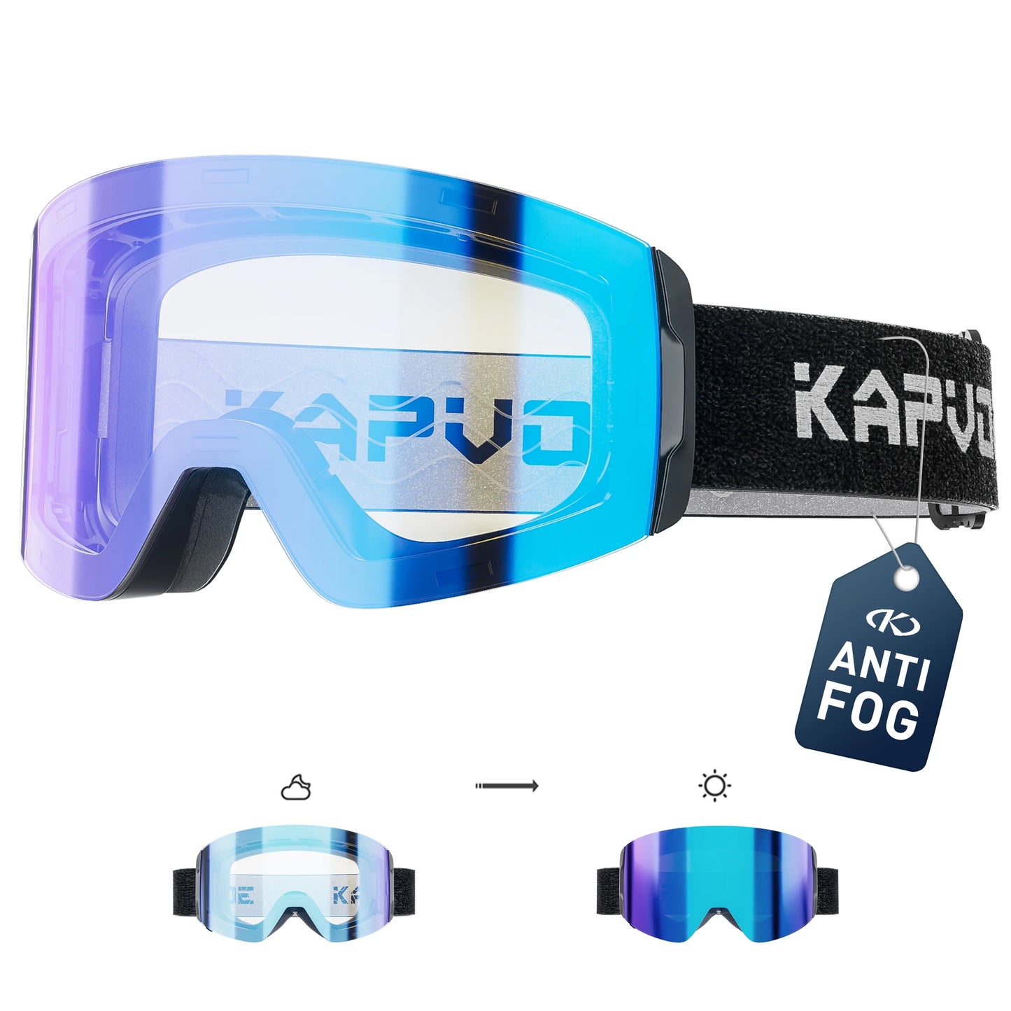 KAPVOE Photochromic Skiing Glasses Anti-fog Winter  for Men Women Outdoor Sports Glasses Racing Backcountry Skiing Snow Eyewear