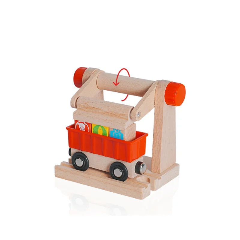 Wooden Train Track Accessories Tower Crane Compatible with Thomas Brio Track All Major Brand Railway Track