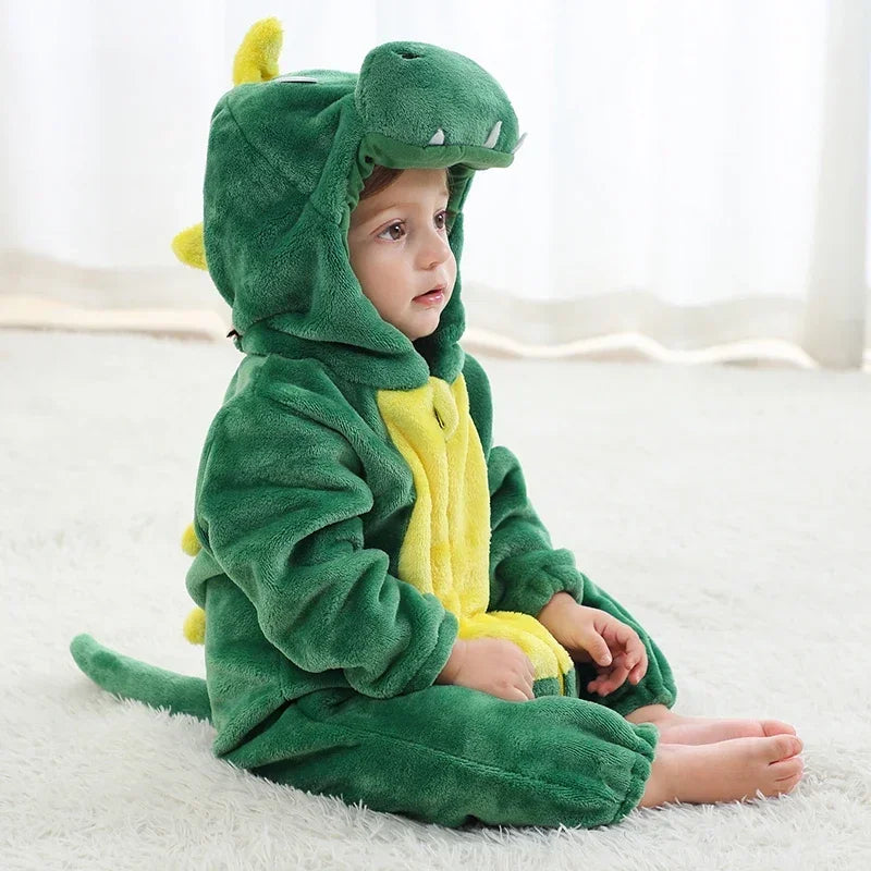 Premium Animal Kigurumi Baby Romper - Winter Flannel Costume Jumpsuit