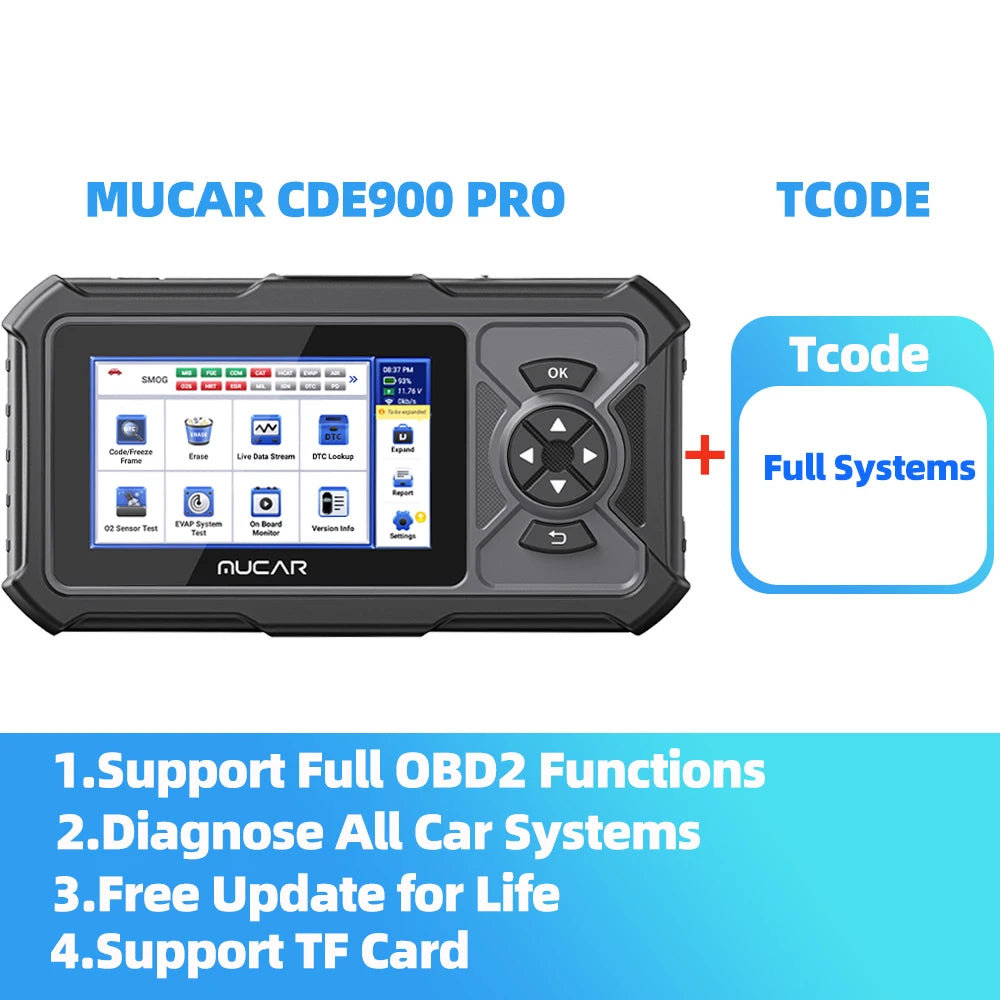 MUCAR CDE900 PRO OBD2 Scanner - Professional Automotive Diagnostic Tool with 32GB Storage