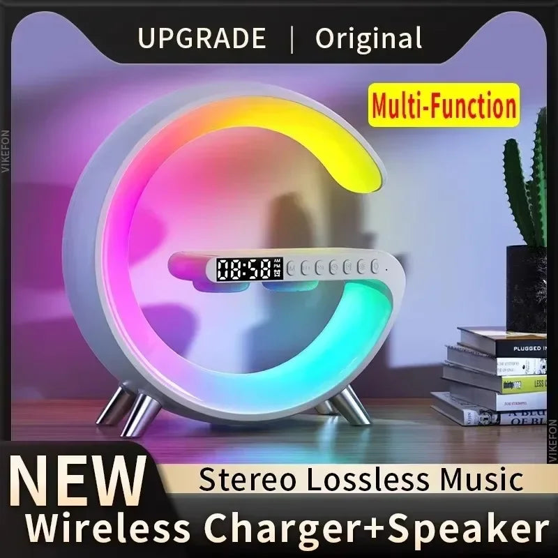 Premium 3-in-1 Wireless Charger - Bluetooth Speaker & RGB Night Light