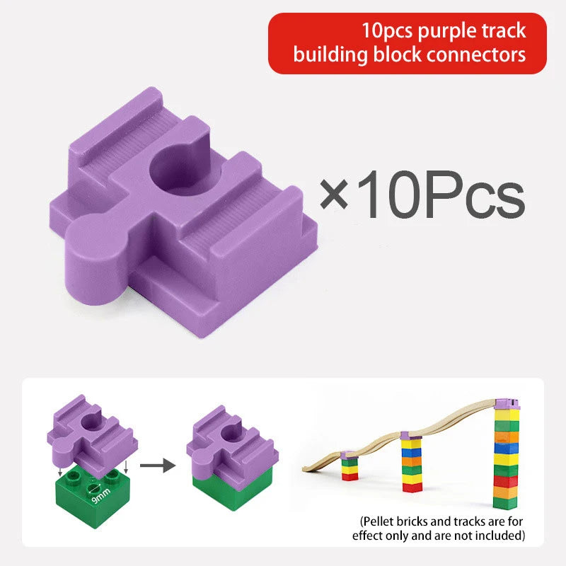 NEW Wooden Track Connector Set Building Block Connection Adapters Train Track Railway Rail Toy DIY For Kids Birthday Xmas Gifts