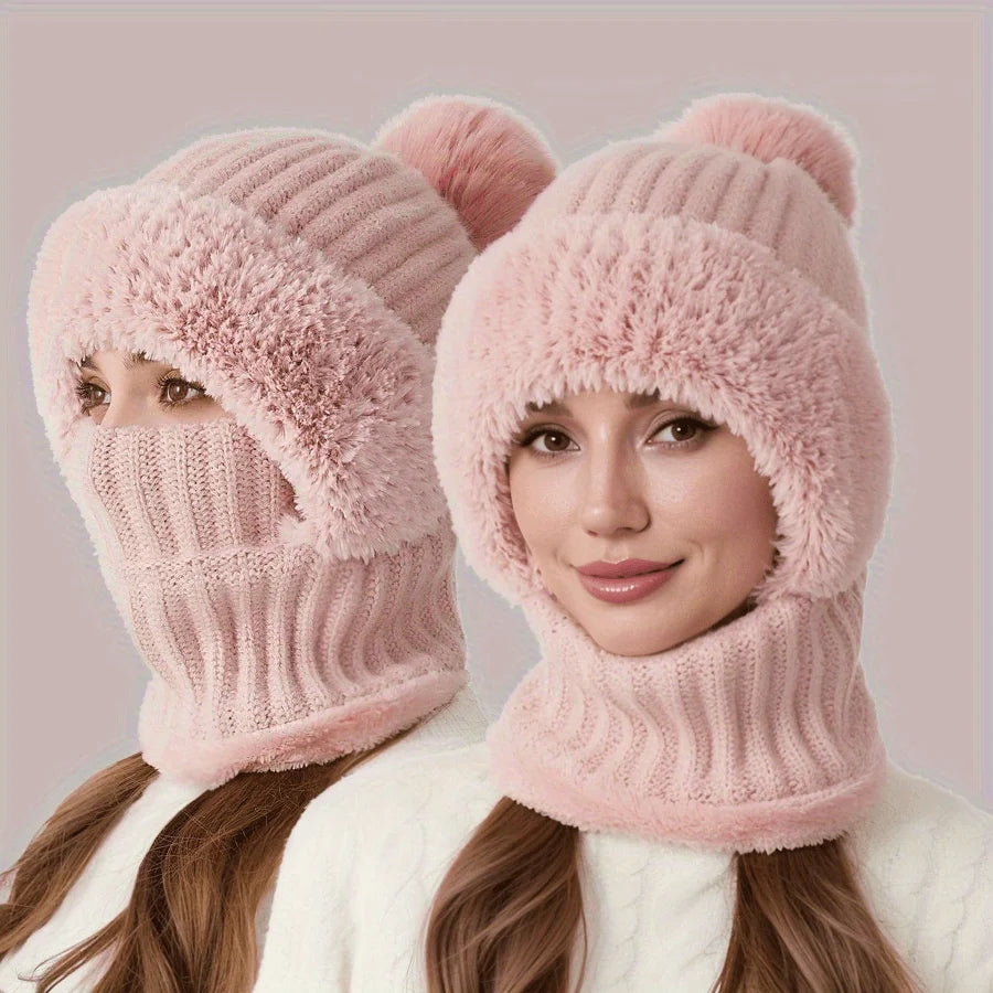 1pc Windproof Wool Ski Mask, Adjustable Elastic Winter Hat Scarf, Warm and Foldable, Suitable for Skiing and Outdoor Activities