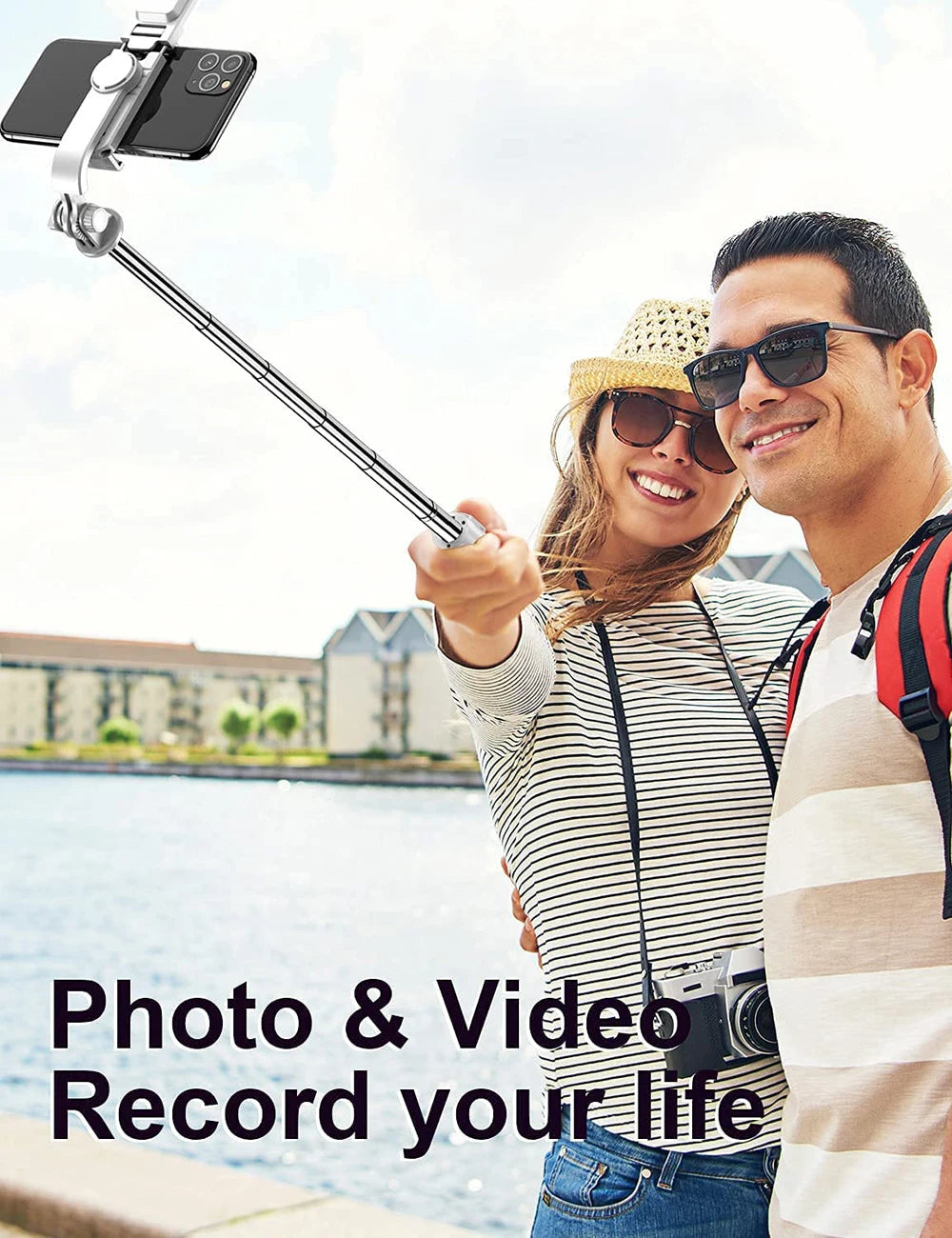 Premium Bluetooth Selfie Stick Tripod - Foldable with Fill Light & Remote