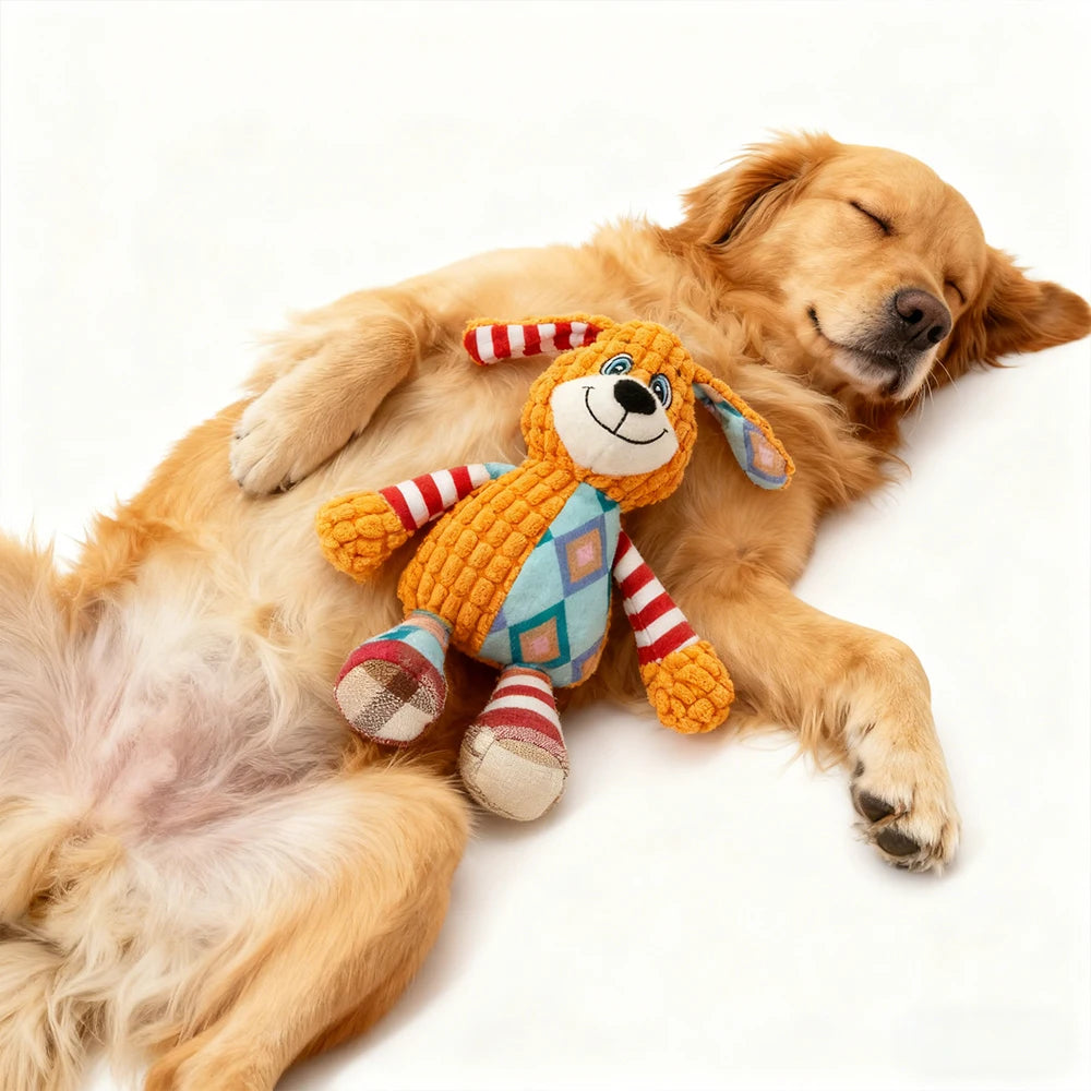 Interactive Pet Plush Toy for Cat And Dog Cute Squeaky Bite Resistant Puzzle Chew Toy for Teeth Cleaning Pet Supplies