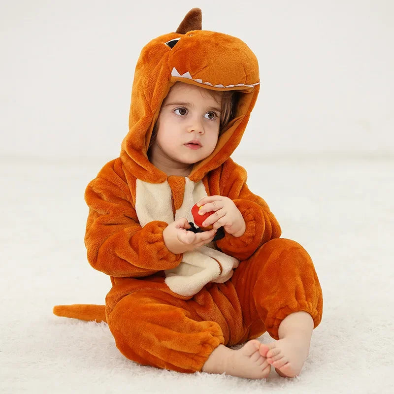 Premium Animal Kigurumi Baby Romper - Winter Flannel Costume Jumpsuit