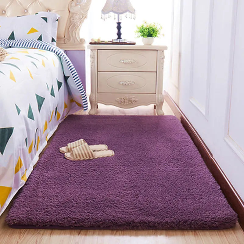 Thick Imitation Wool Bedside Carpet Solid Color Bedroom Carpet Girls Bedroom Area Rugs Rectangular Living Room Carpet Home