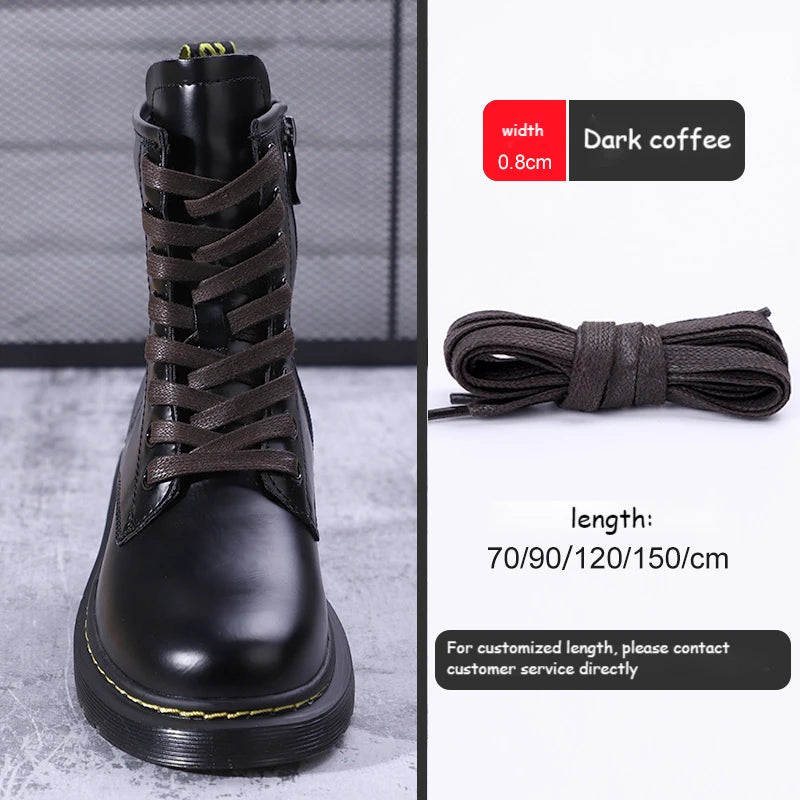 1 Pair Shoelaces 0.8 CM Waxed Cotton Width Flat Waterproof Shoe Laces Unisex Boots Casual Sneakers Shoelace Leather Shoe Lace